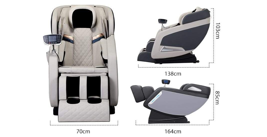 Beige leather massage chair pneumatic 3D cushions Bari Adriatica