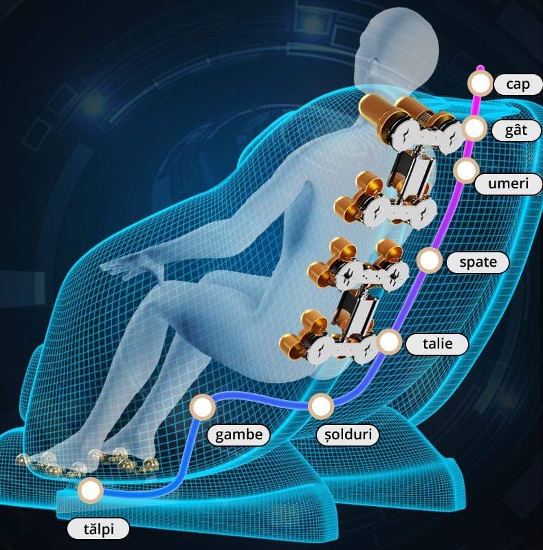 Beige leather massage chair pneumatic 3D cushions Bari Adriatica