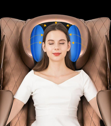 Beige leather massage chair pneumatic 3D cushions Bari Adriatica