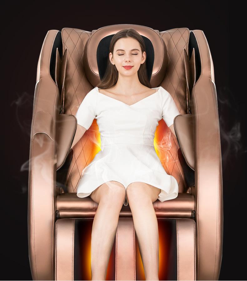 Beige leather massage chair pneumatic 3D cushions Bari Adriatica