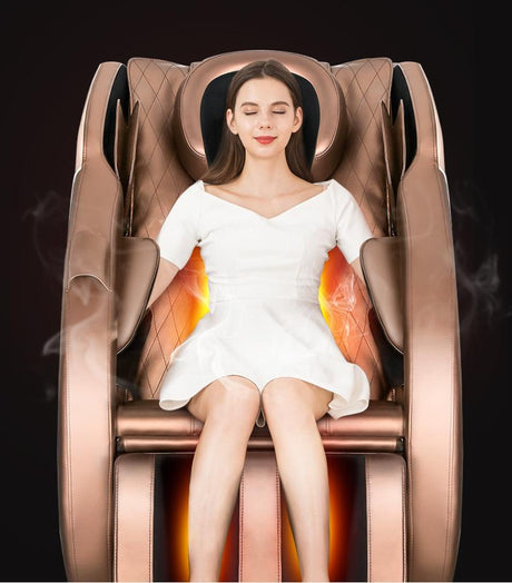 Beige leather massage chair pneumatic 3D cushions Bari Adriatica