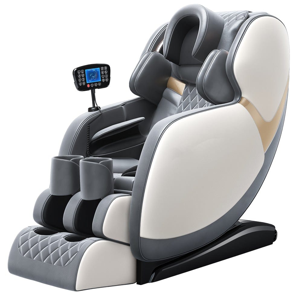 Beige leather massage chair pneumatic 3D cushions Bari Adriatica