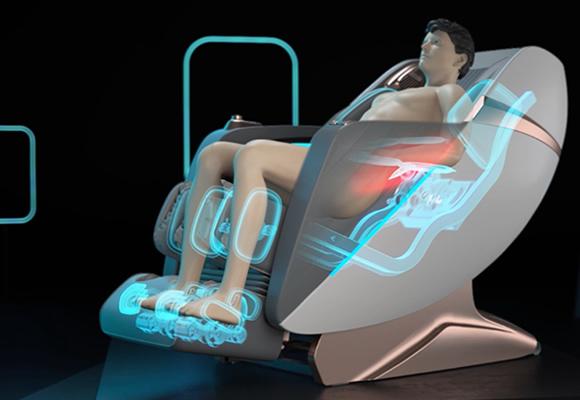 Blue leather massage chair voice command Marina Breeze