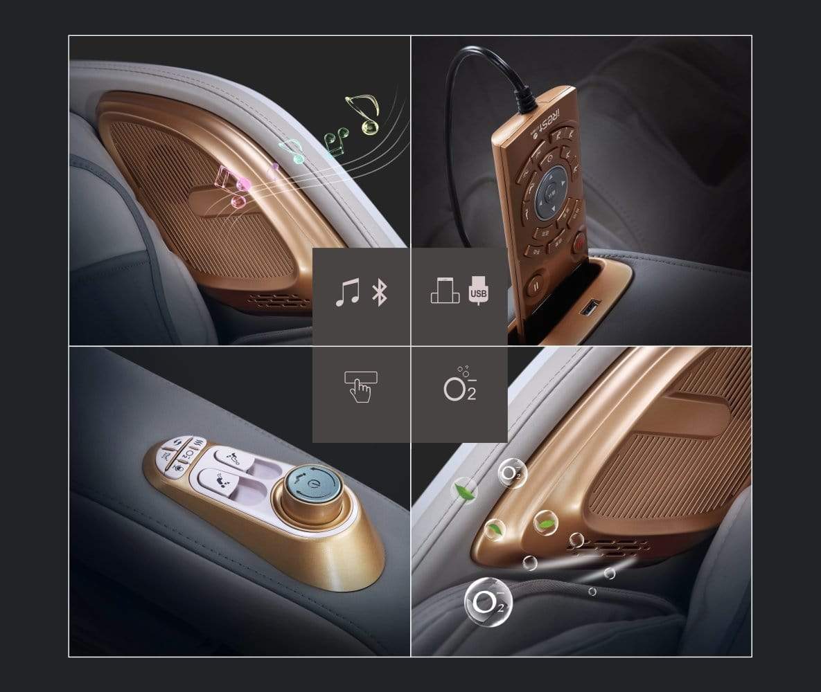 Blue leather massage chair voice command Marina Breeze