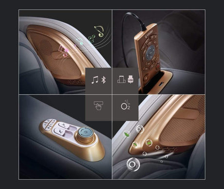 Blue leather massage chair voice command Marina Breeze