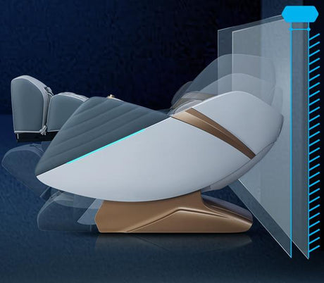 Blue leather massage chair voice command Marina Breeze