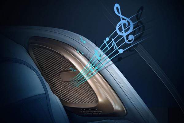 Blue leather massage chair voice command Marina Breeze