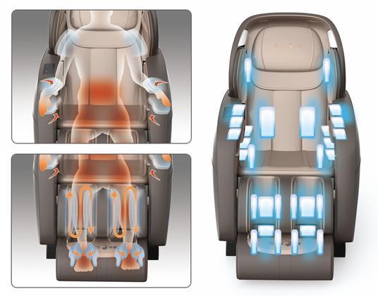 Fotoliu Masaj Piele Bej 3D Zero Gravity, 6 Role Sistem L, Încălzire, Muzică, Rokol RK7909