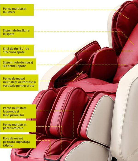 Fotoliu masaj piele bej zero gravity incalzire role ajustabile KM500L3D Focus Therapy
