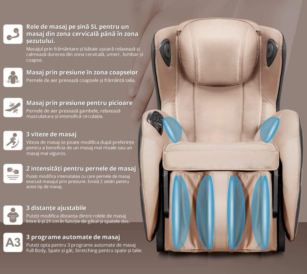 Fotoliu masaj piele maro incalzire zero gravity Joy