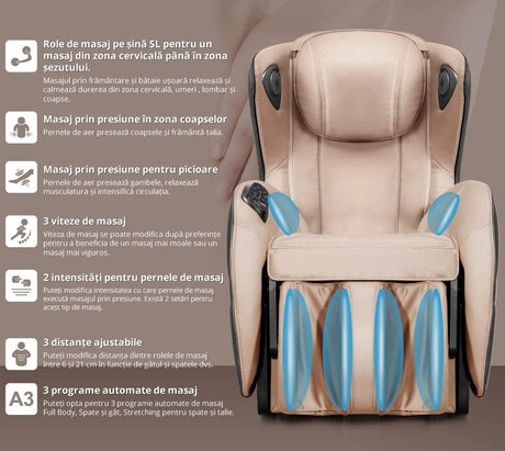 Fotoliu masaj piele maro incalzire zero gravity Joy