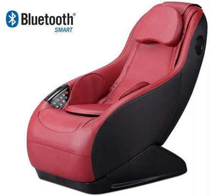 Fotoliu Masaj Piele Rosu Bluetooth Boxe Telecomanda Integrate Suport Smartphone Perne Aer Role 3D Sina SL 110 cm Komoder KM151