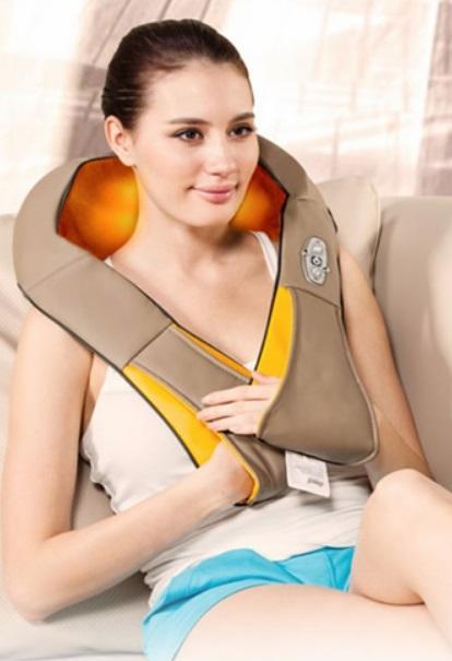 Fotoliu Masaj Piele Rosu Bluetooth Boxe Telecomanda Integrate Suport Smartphone Perne Aer Role 3D Sina SL 110 cm Komoder KM151