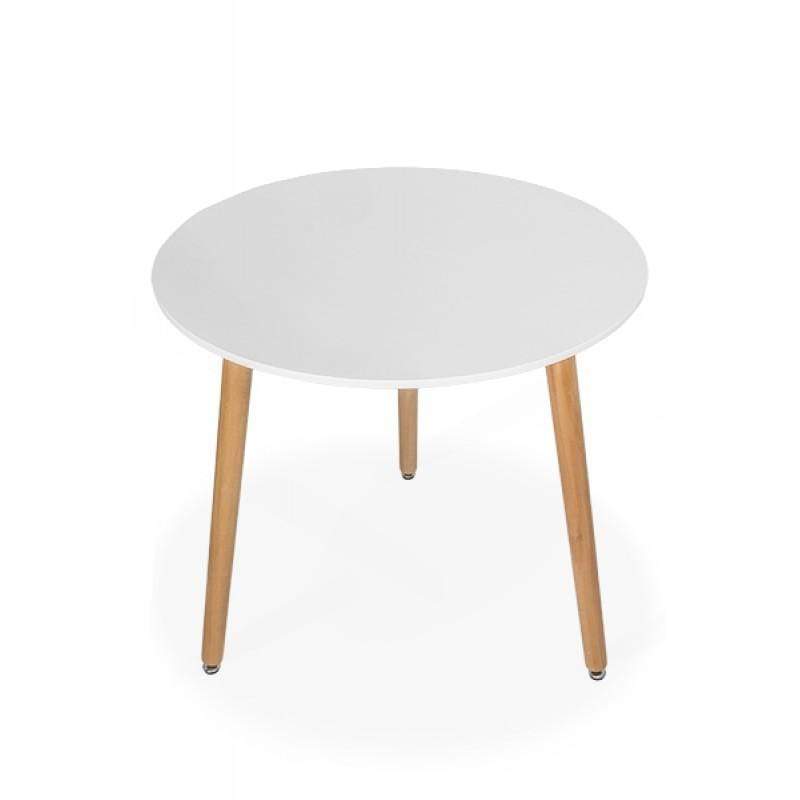 Masa alba rotunda bar picioare lemn ajustabile BUC081 Morning Star