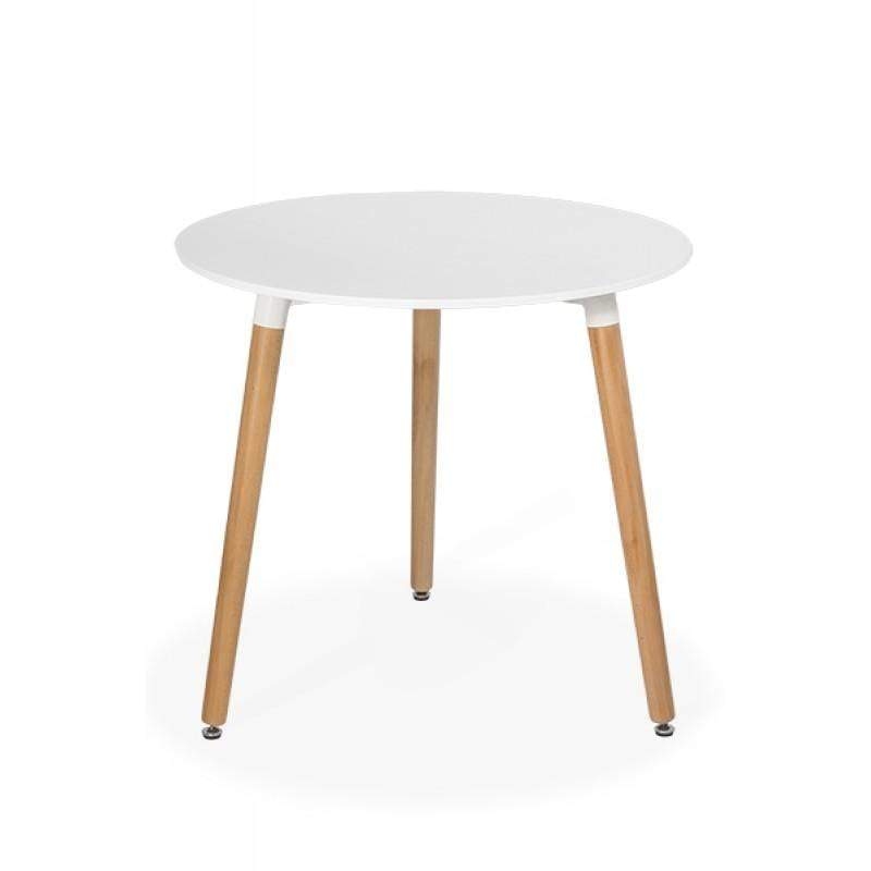 Masa alba rotunda bar picioare lemn ajustabile BUC081 Morning Star