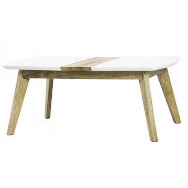 Masuta Cafea Alba MDF Lemn Natur Picioare Lemn Natural BUC11 Sunny Garden