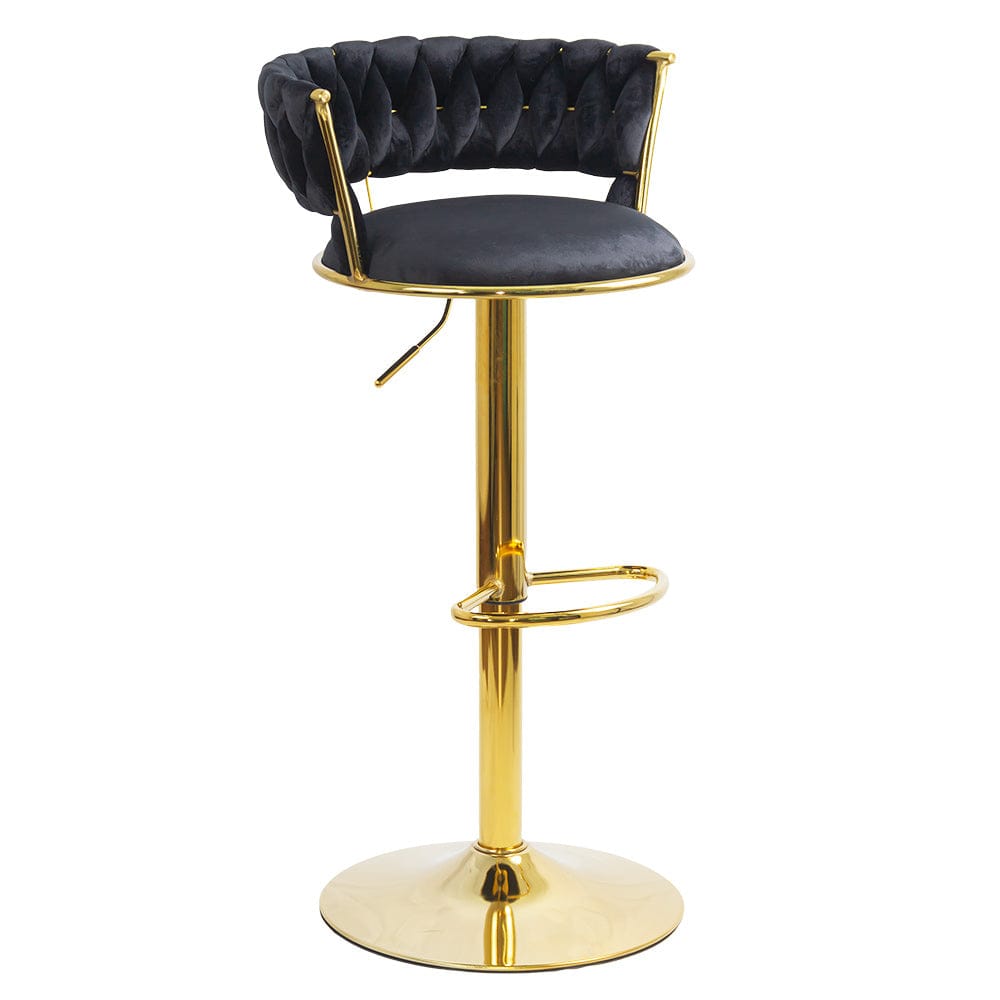 Scaun bar catifea cadru auriu ajustabil ABS118 Cloudberry NEGRU