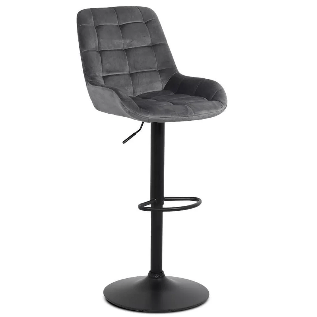 Scaun bar catifea cadru negru reglabil ABS145 Uptown GRI INCHIS