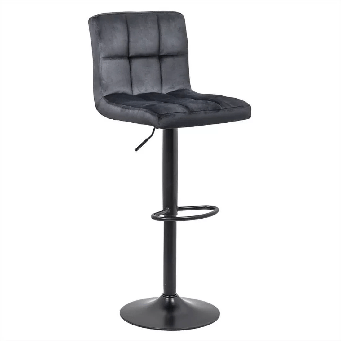 Scaun bar catifea cadru negru reglabil ABS191B London Bliss NEGRU