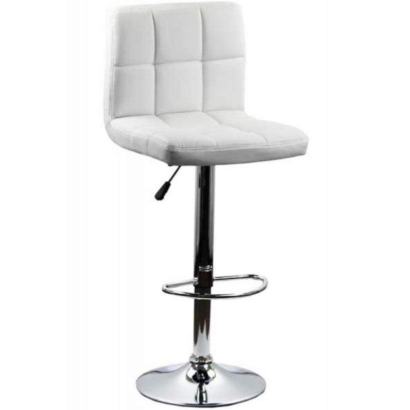 Scaun bar piele cadru cromat ajustabil ABS191 Square Shots ALB