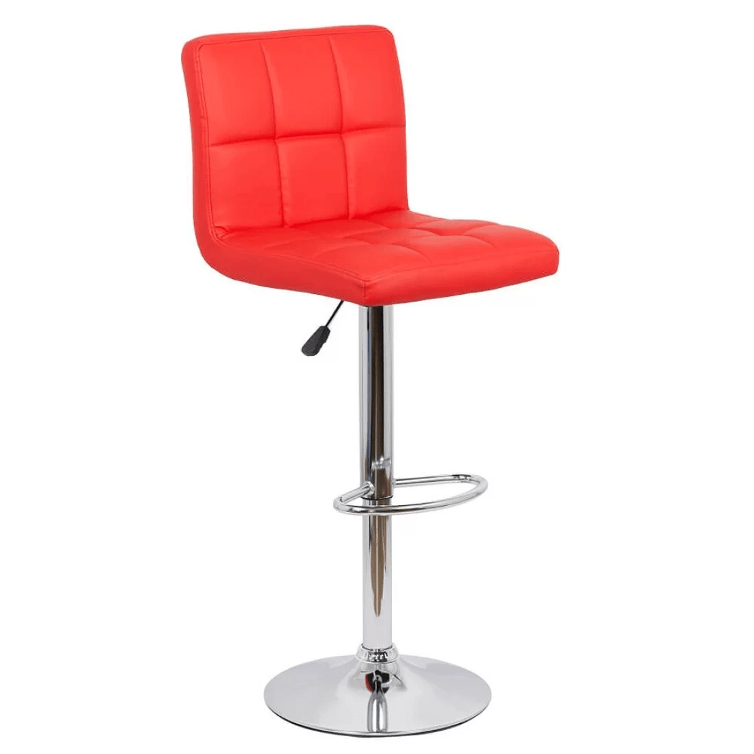 Scaun bar piele cadru cromat ajustabil ABS191 Square Shots ROSU