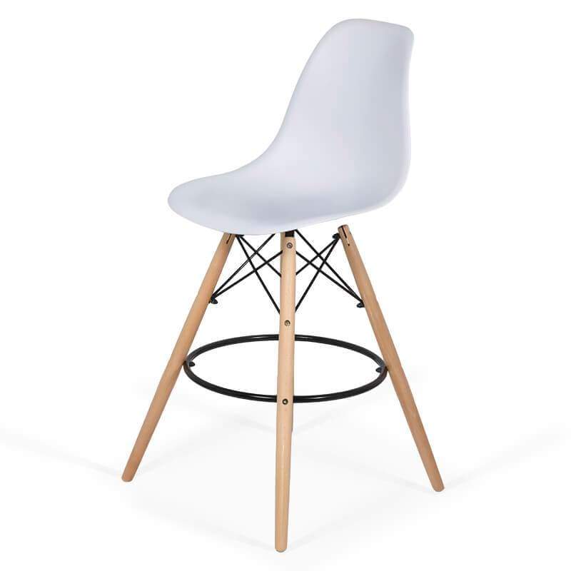 Scaun bar plastic picioare lemn ABS139 Scandinavian Leaf