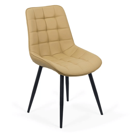 Scaun bej piele cadru metalic negru BUC206P Cote D'Ivoire