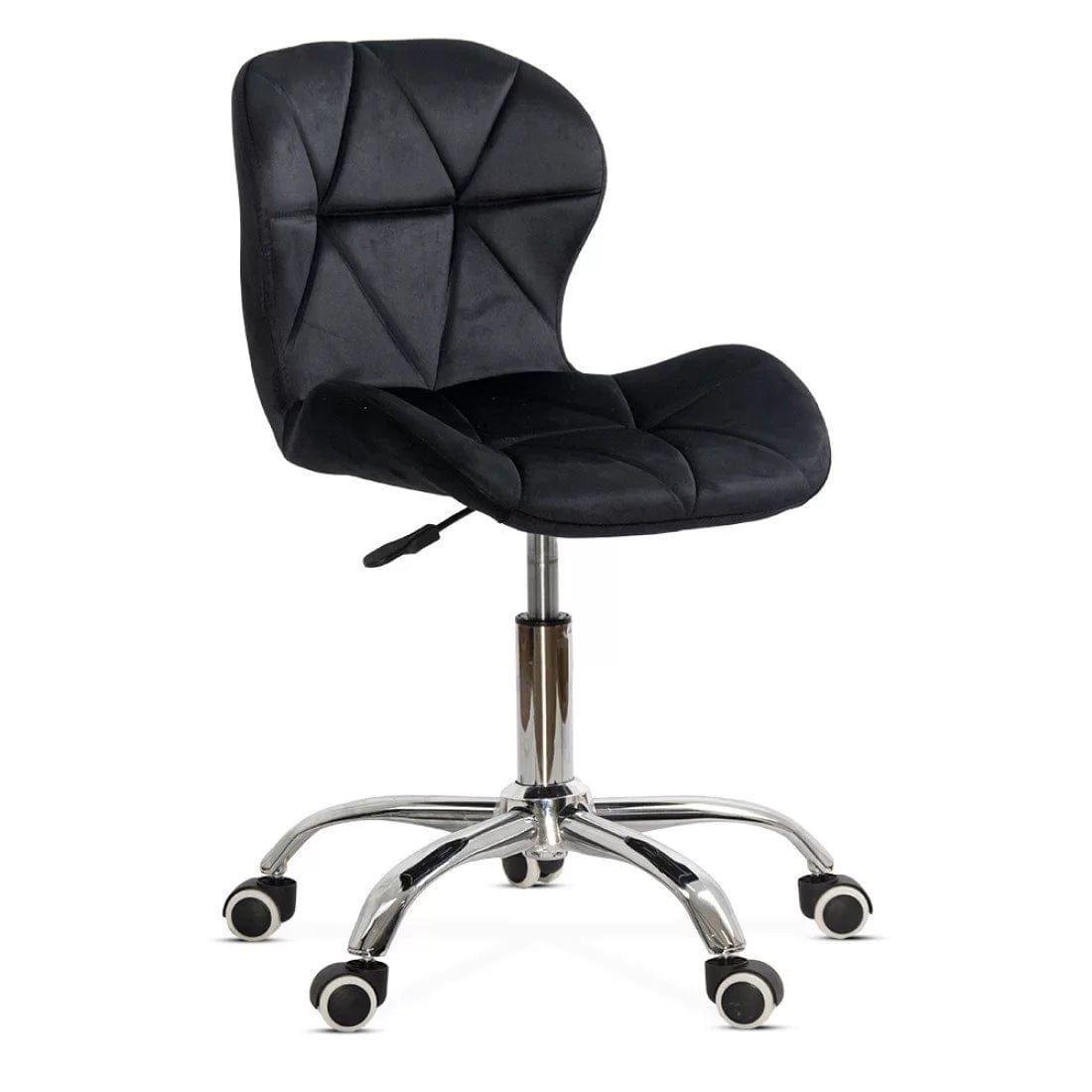 Scaun birou catifea cusaturi diamant cadru cromat OFF334 Classy NEGRU