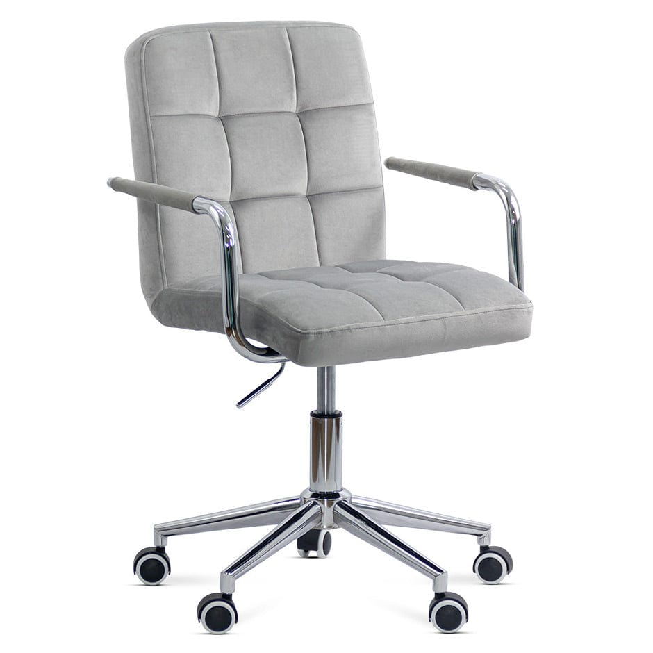 Scaun birou copii catifea cadru cromat OFF328 Cool Kids Academic GRI DESCHIS