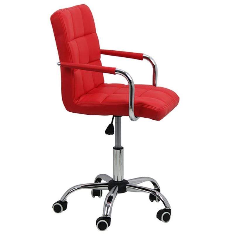 Scaun birou copii rosu piele cadru cromat OFF328 Cool Kids