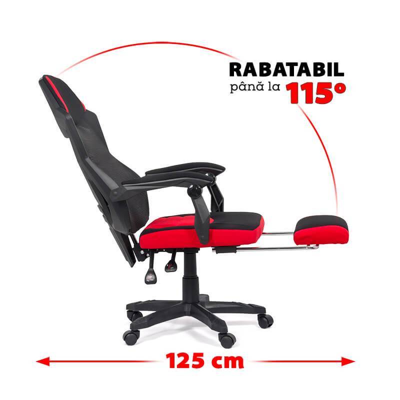 Scaun birou gaming negru rosu extensibil reclinabil OFF304 Raptor