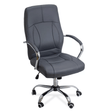 Scaun birou piele cadru cromat mecanism balans OFF331 Business Casual GRI INCHIS