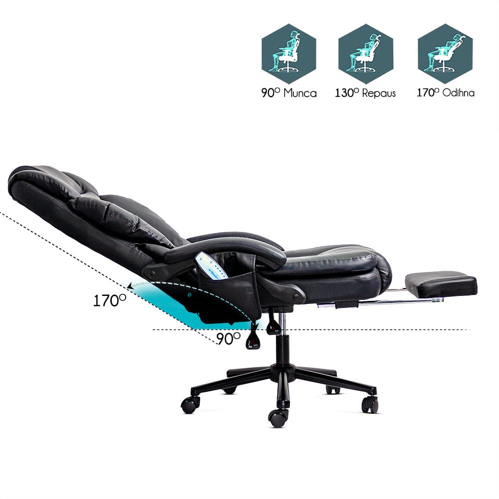 Scaun birou masaj extensibil 150kg OFF935 Tensor NEGRU