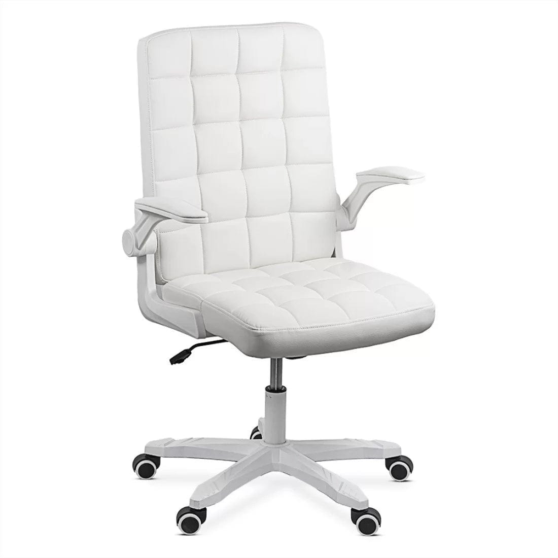 Scaun birou piele buretat brate rabatabile OFF332 Unibreeze ALB