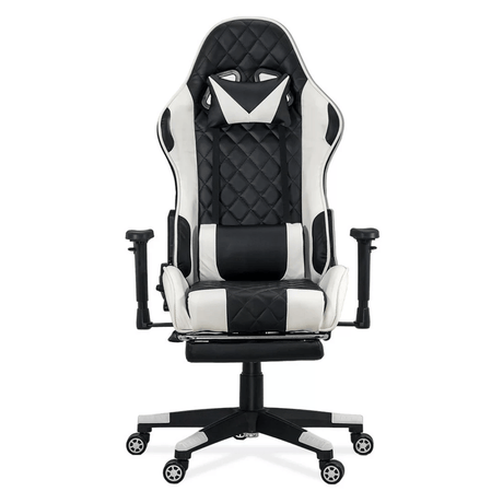 Scaun birou relaxare negru-alb piele 110 kg OFF307 Alfa King