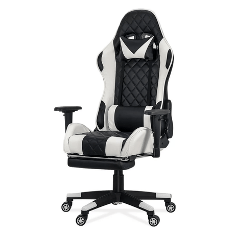 Scaun birou relaxare negru-alb piele 110 kg OFF307 Alfa King