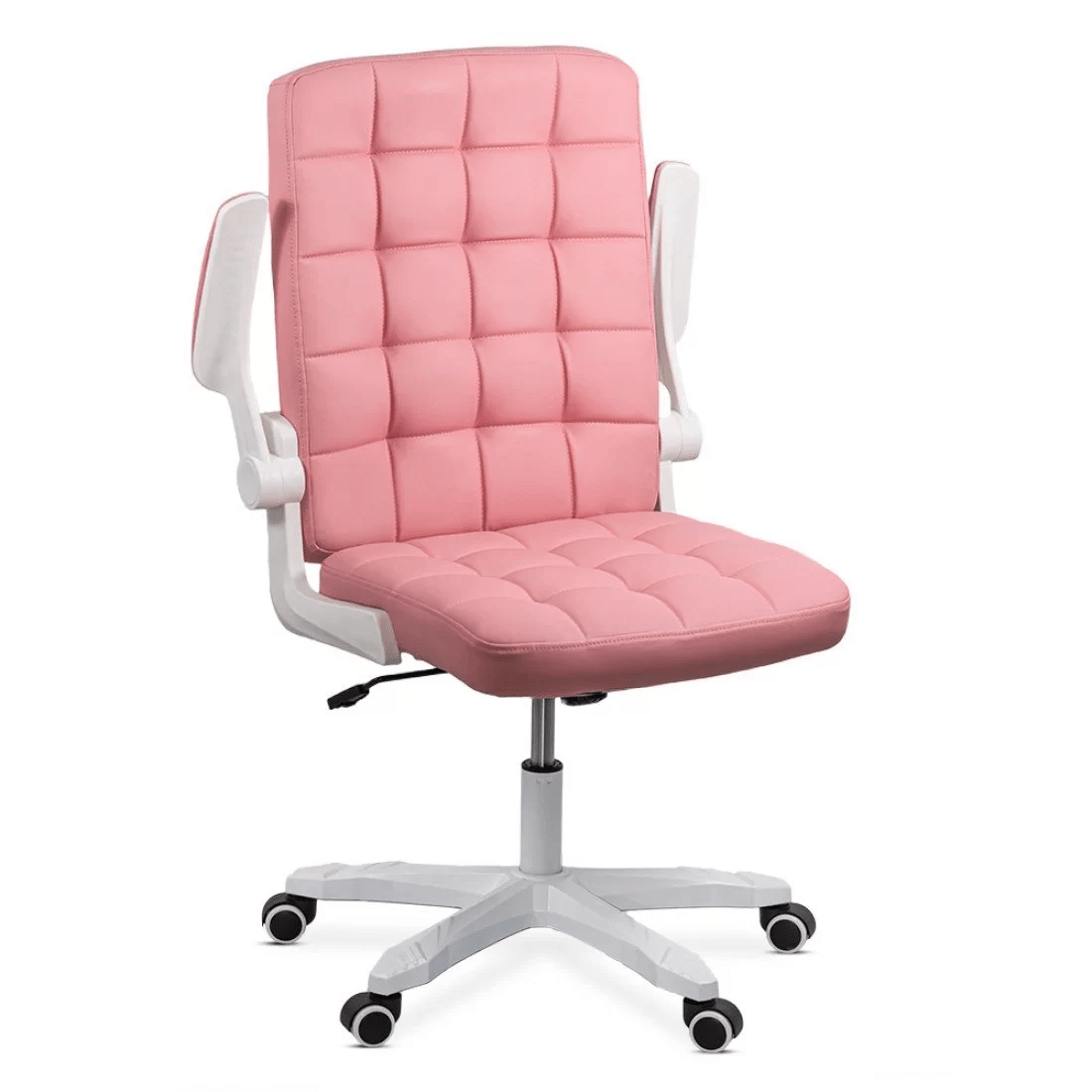 Scaun birou roz piele brate rabatabile albe OFF332 Unibreeze