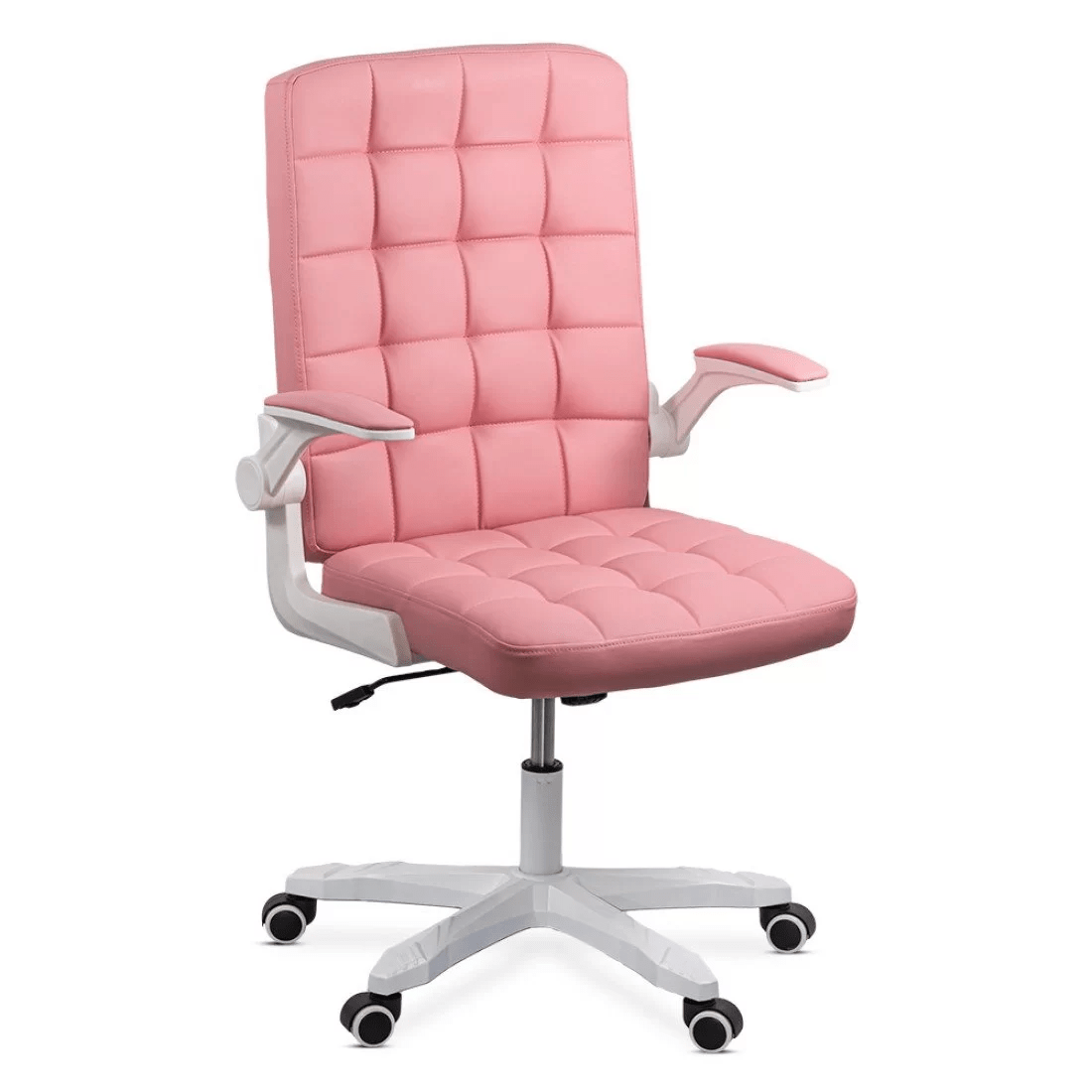 Scaun birou roz piele brate rabatabile albe OFF332 Unibreeze