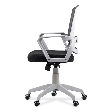Scaun birou stofa mesh negru cadru alb roti cauciuc ajustabil OFF624 Aero  Tech Pro eDepot