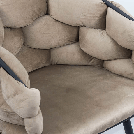 Scaun catifea bej picioare metalice BUC256 Eleonor