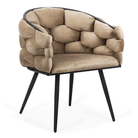 Scaun catifea bej picioare metalice BUC256 Eleonor