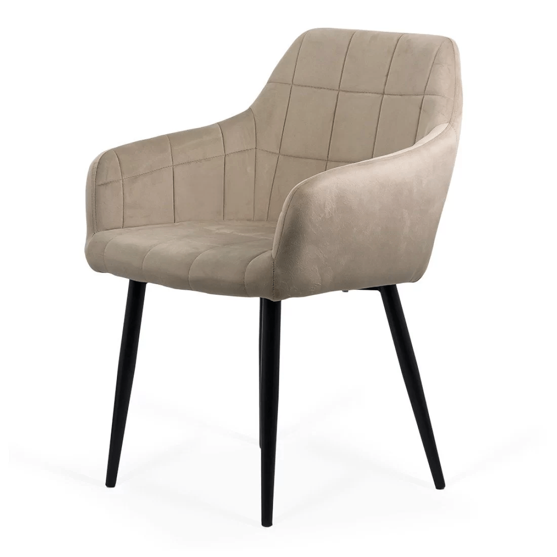 Scaun catifea bej picioare metalice BUC260 Checkers