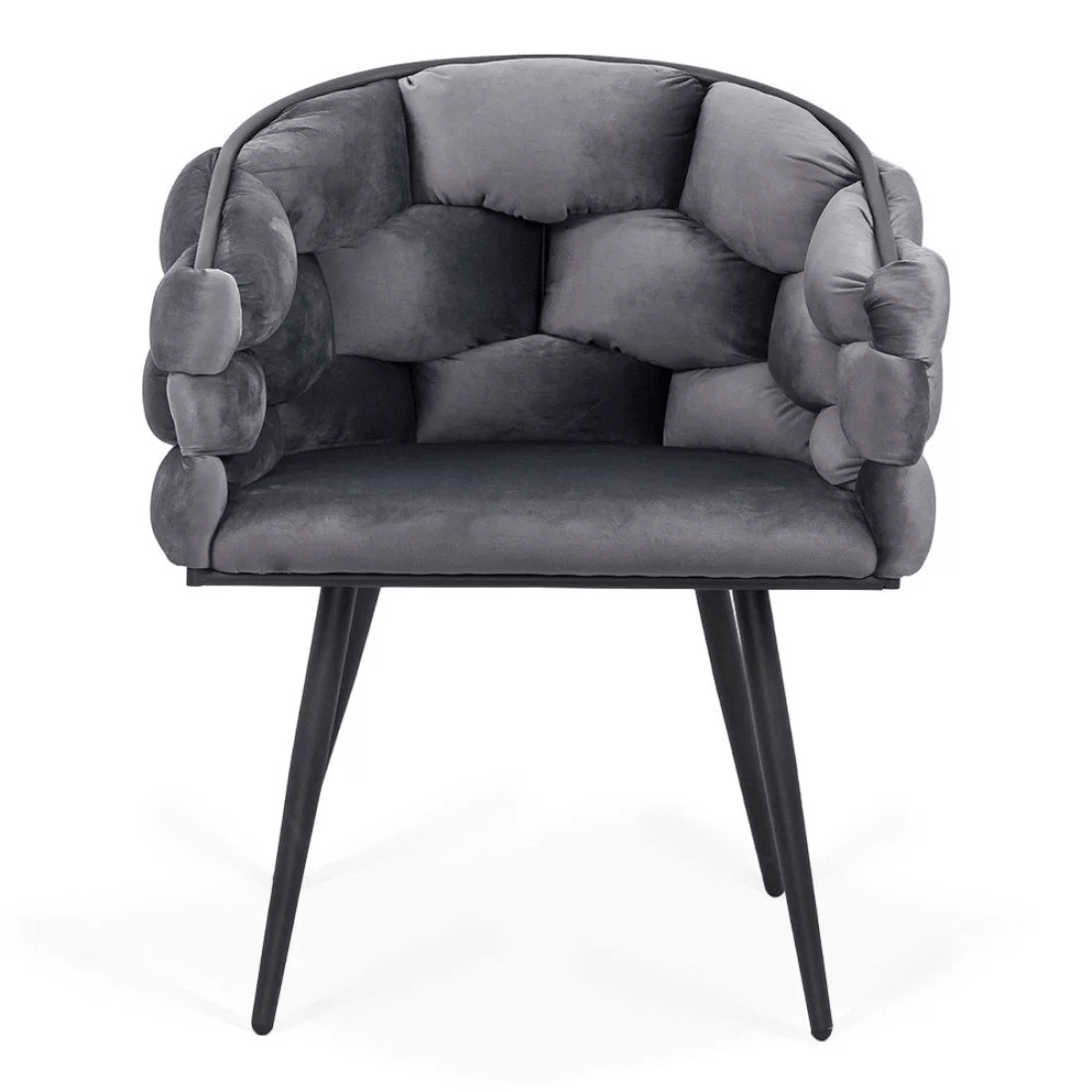 Scaun catifea gri picioare metalice BUC256 Eleonor