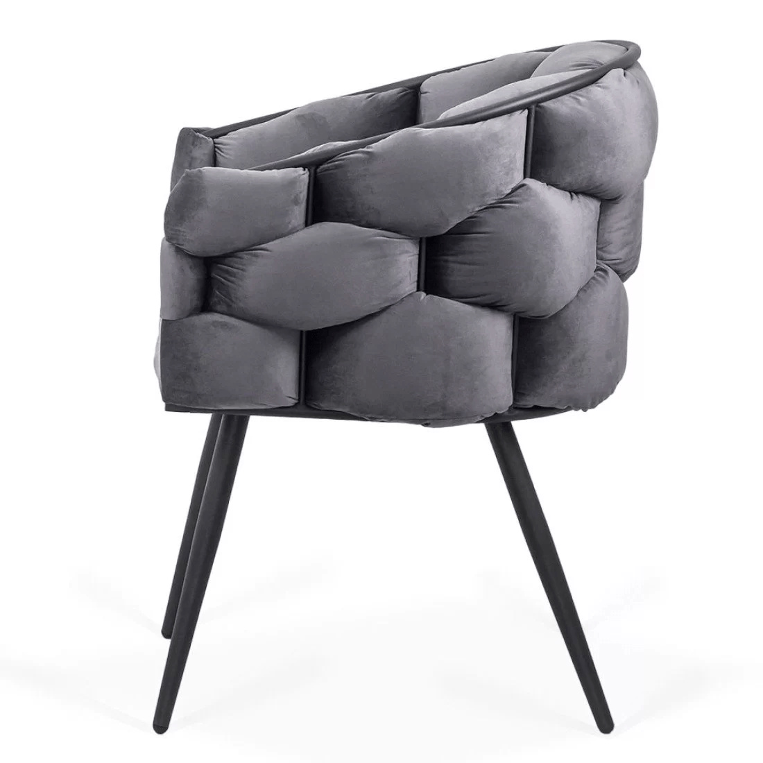 Scaun catifea gri picioare metalice BUC256 Eleonor