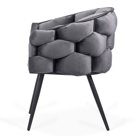 Scaun catifea gri picioare metalice BUC256 Eleonor