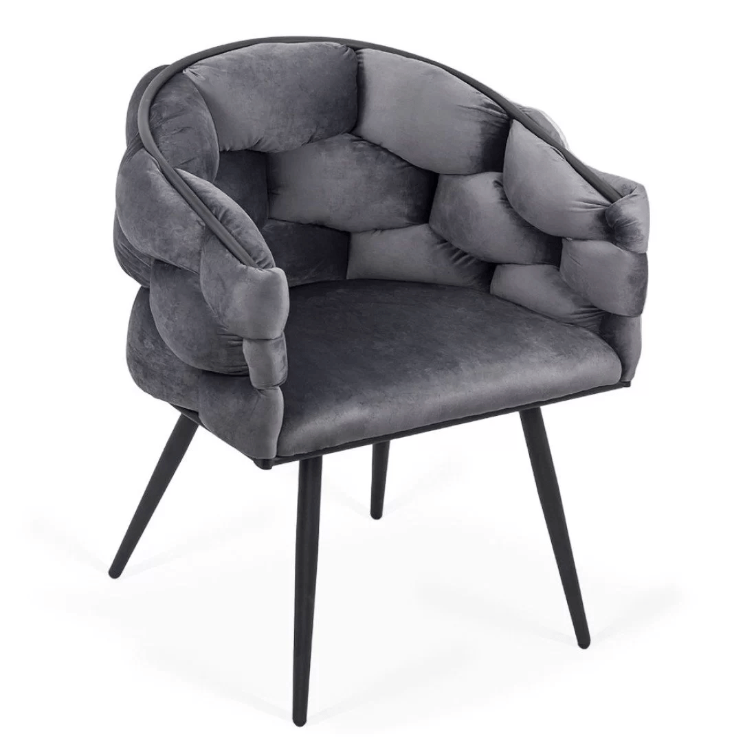 Scaun catifea gri picioare metalice BUC256 Eleonor