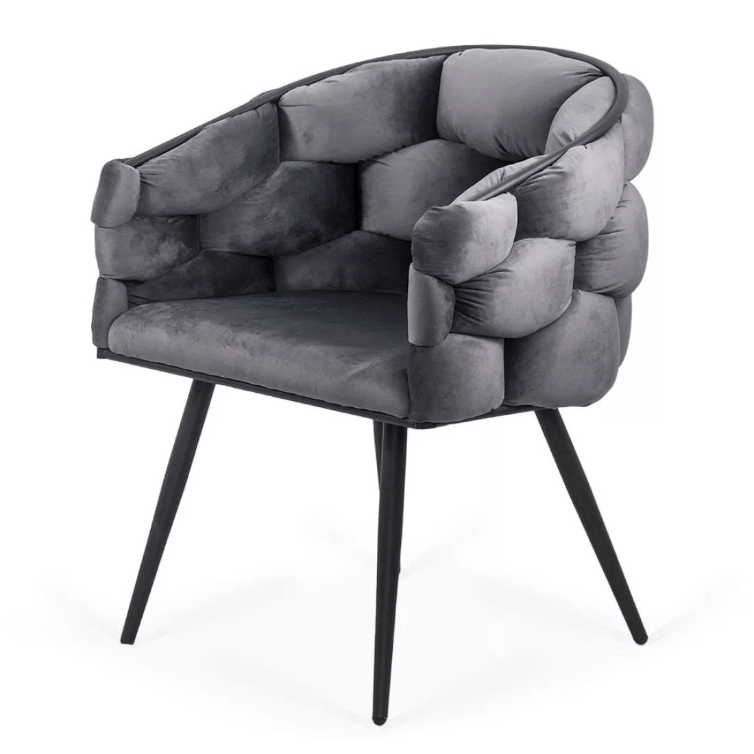 Scaun catifea gri picioare metalice BUC256 Eleonor