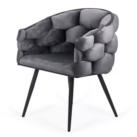 Scaun catifea gri picioare metalice BUC256 Eleonor