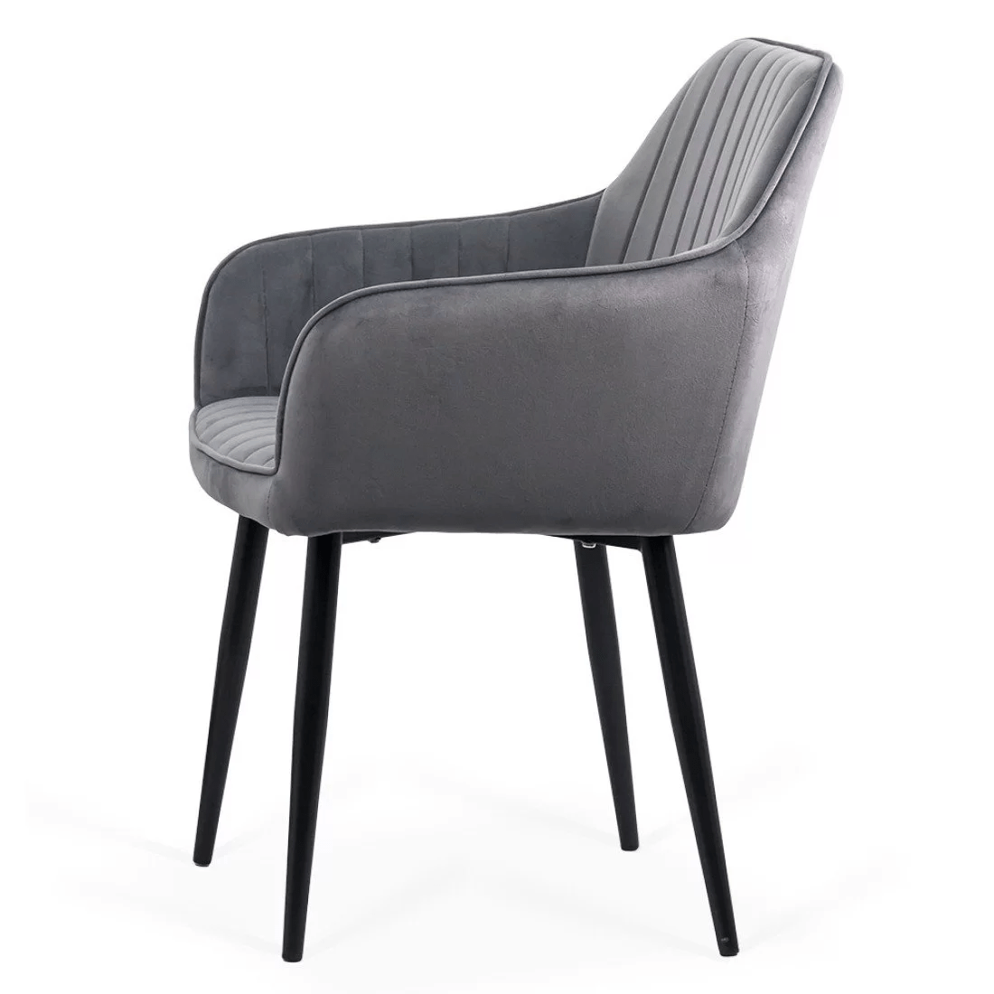 Scaun catifea gri picioare metalice BUC259 Pantheon