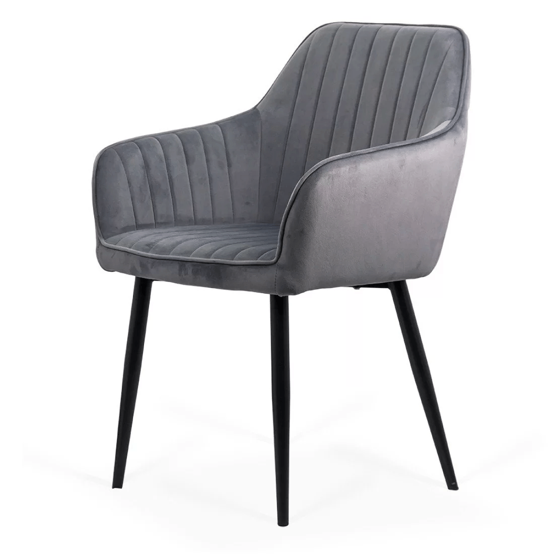 Scaun catifea gri picioare metalice BUC259 Pantheon